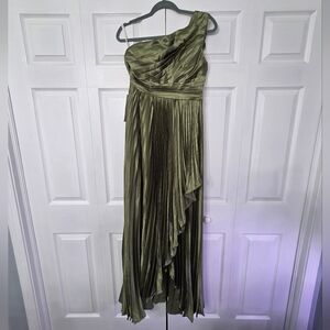Olive Green One-Shoulder Dress